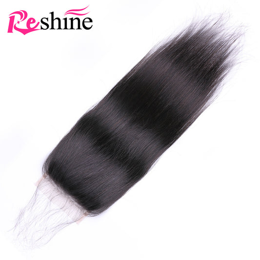 Free Part Straight Human Hair Lace Closure 4X4 Lace Size Straight Hair Closure - reshine