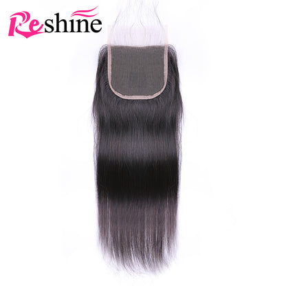 Free Part Straight Human Hair Lace Closure 4X4 Lace Size Straight Hair Closure - reshine