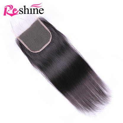 Free Part Straight Human Hair Lace Closure 4X4 Lace Size Straight Hair Closure - reshine