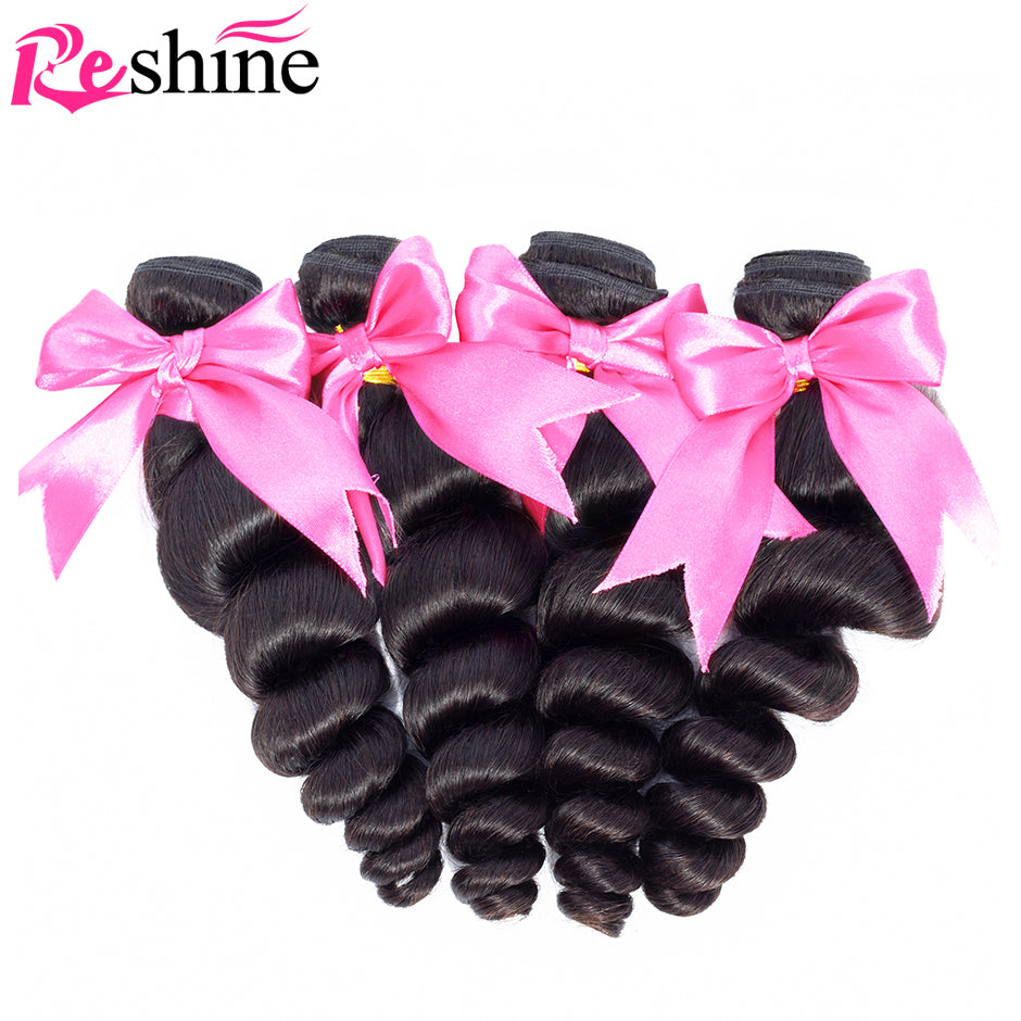 Brazilian Hair Weave Bundles Natural Color Loose Wave Bundles 4 Pcs Virgin Human Hair - reshine