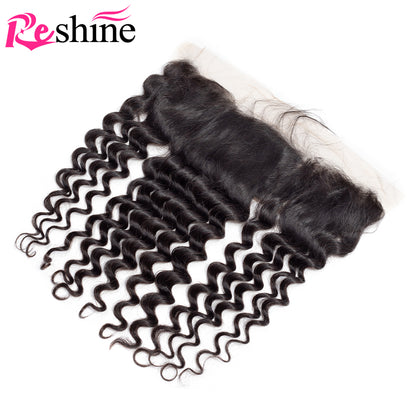 Malaysian Curly Weave Bundles With Frontal Pre Plucked With Baby Hair - reshine