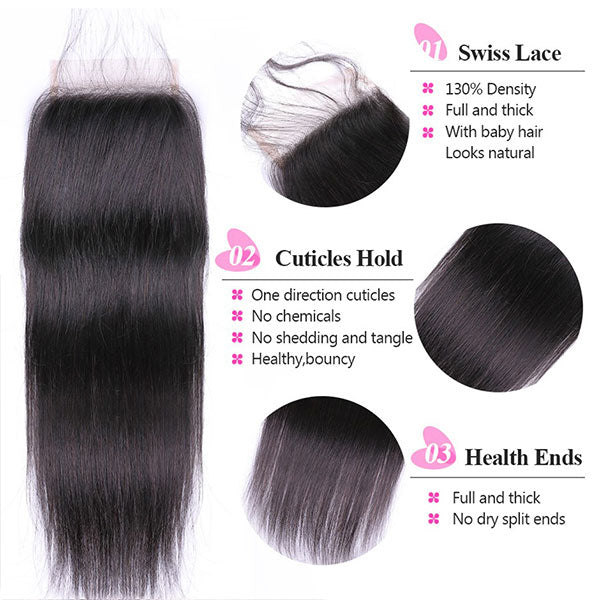 free part lace closure straight hair