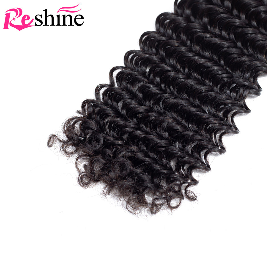 Deep Wave Human Hair 4 Bundles Brazilian/Peruvian/Malaysian Curly Human Hair Extensions - reshine