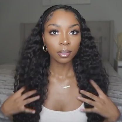Deep wave headband wig