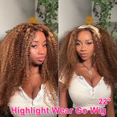 Blackgapprincess Same Style Ombre Color Highlight Kinky Curly Glueless Wear And Go Wigs Invisable HD Lace Wigs - reshine