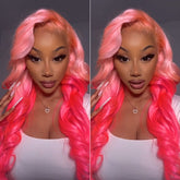 Lala.imani Recommend 24 Inches Ombre Pink Straight Human Hair Wigs Candy Color Wig For Women - reshine