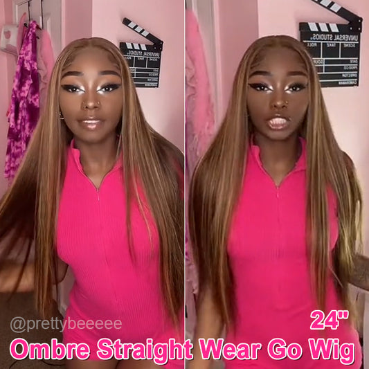 Prettyb.eeeee Same Style Ombre Straight Glueless Wear Go Wigs For Women 4/27 Highlight Straight Hair Wigs - reshine