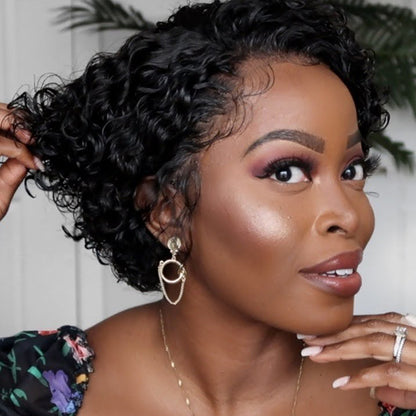 Summer Wigs Short Curly Hair Pixie Cut Wig 13x4 Lace Front Wigs - reshine