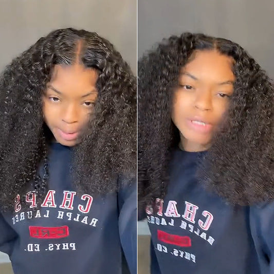 Monniee7_  Recommend Kinky Curly Hair Wear Go Wigs 180% Density Glueless Human Hair Wig - reshine