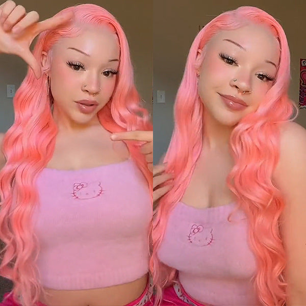 Layla Marie Same Style Barbie Pink Color Body Wave Human Hair Lace Front Wigs For Women - reshine