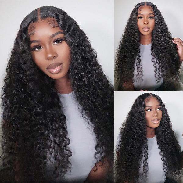 [Hot] Reshine Hair 40 inch Long Mongolian Curly Hair Wigs Water Wave Hair Human Hair Lace Front Wigs - reshine
