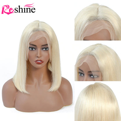Pink Straight Bob Wig 613 / Blue 13X4 Short Lace Front Human Hair Wigs For Women - reshine