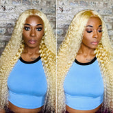 [Can Be Dyed] Reshine Hair Honey Blonde Deep Wave Hair Lace Front Wigs Virgin Human Hair Wigs - reshine