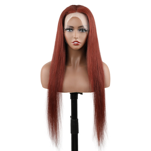 [Autumn Color ] 33 Reddish Brown Straight Human Hair Wigs For Women Lace Front Wigs - reshine