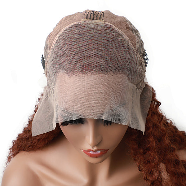 [New Color] Kinky Curly Hair Wigs Bronze Brown Blonde Colored Hair Lace Front Wigs For Women - reshine