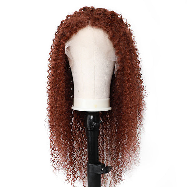[New Color] Kinky Curly Hair Wigs Bronze Brown Blonde Colored Hair Lace Front Wigs For Women - reshine