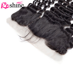 Deep Wave Hair 3 Bundles With 13X4 Lace Frontal Closure Brazilian/Peruvian/Malaysian Hair - reshine