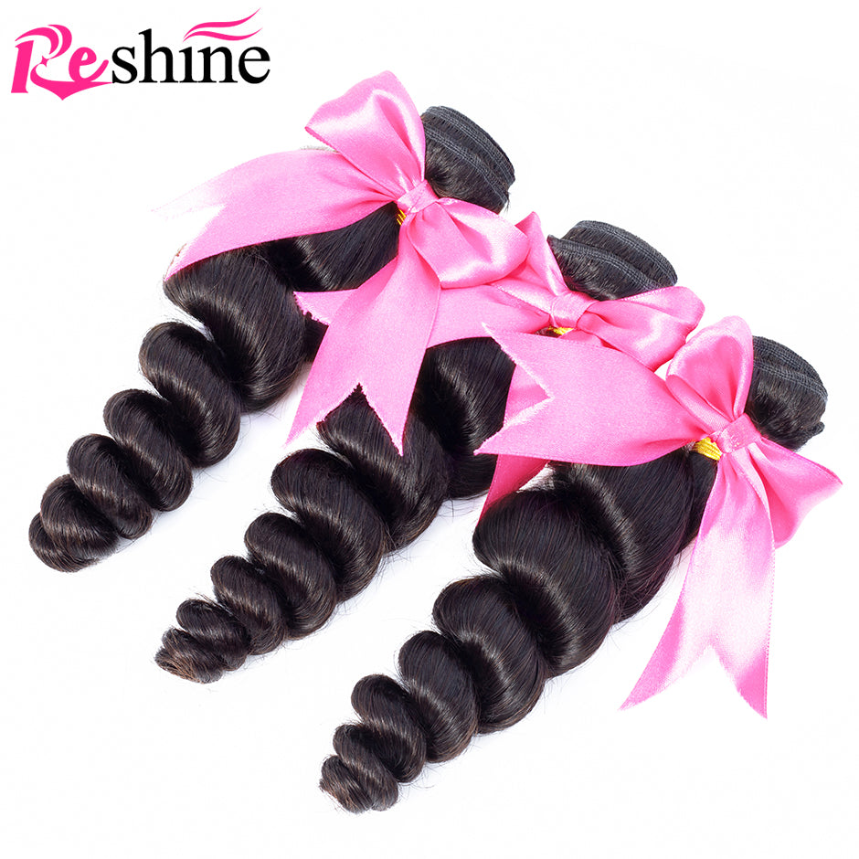 Best Malaysian Human Hair Extensions Loose Wave Human Hair Bundles 10-26 Inch 3 Pcs/Bag - reshine