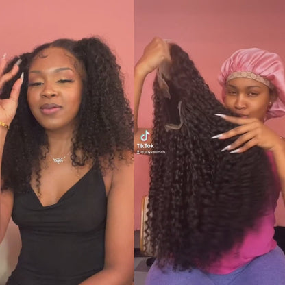 Reshine Hair Skin Melt Kinky Curly Human Hair Wigs Brazilian Curly Hair Transparent Lace Wigs For Women
