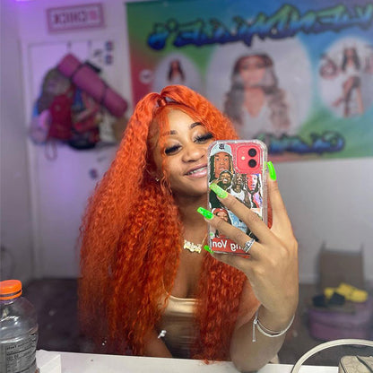 orange wig kinky curly hair