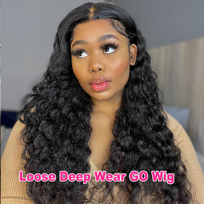 Cheap Loose Deep Wave Glueless Wear Go Wigs 4x6 HD Lace Closure Wigs - reshine