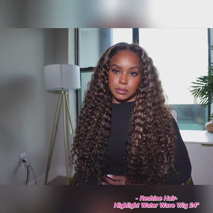 Crownmecutie Same Style Ombre Highlight Glueless Wear Go Wigs 4x6 HD Lace Water Wave Wig
