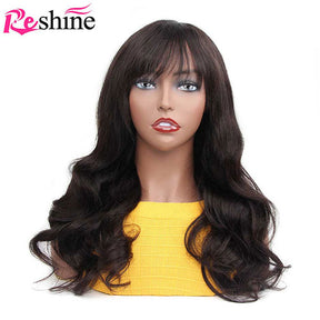 best body wave human hair wigs with bangs for women