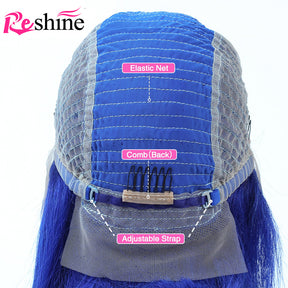 Pink Straight Bob Wig 613 / Blue 13X4 Short Lace Front Human Hair Wigs For Women - reshine