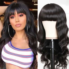 Body wave lace wigs with bangs