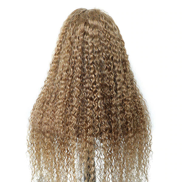 Curly Hair Wigs 27 Honey Blonde Water Wave Human Hair Wigs Pre Plucked - reshine