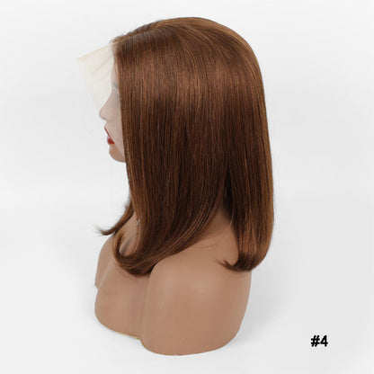 [Flash Deal] Burgundy Color Hair Straight Human Hair Lace Front Wigs Short Bob Wigs For Black Women - reshine