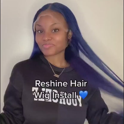 Blue Color Human Hair Wigs Straight Lace Front Wigs Can Be Permed 613 Blonde Wig