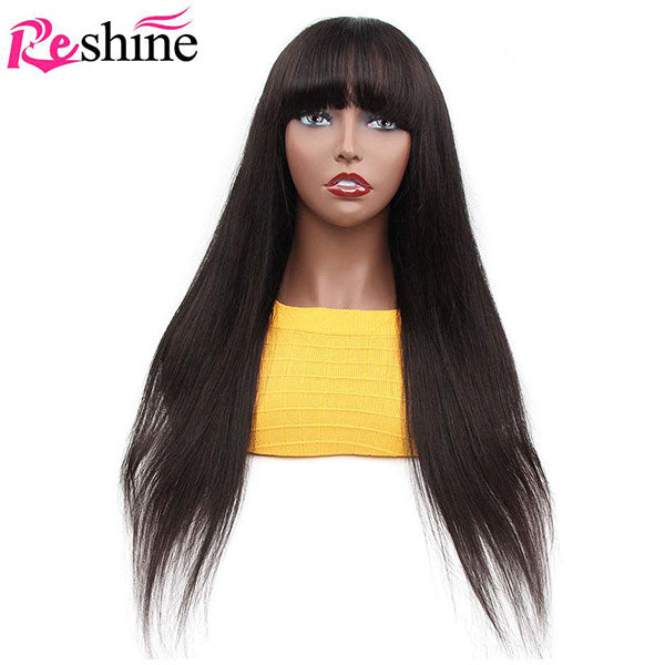 cheao straight human hair wigs with bangs