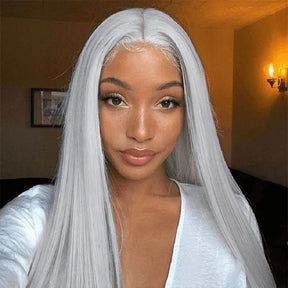 colored hair straight wigs grey color