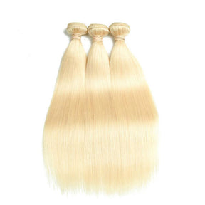 Honey Blonde Straight Human Hair Bundles 3 pcs Remy Hair 613 Human Hair Weaving - reshine