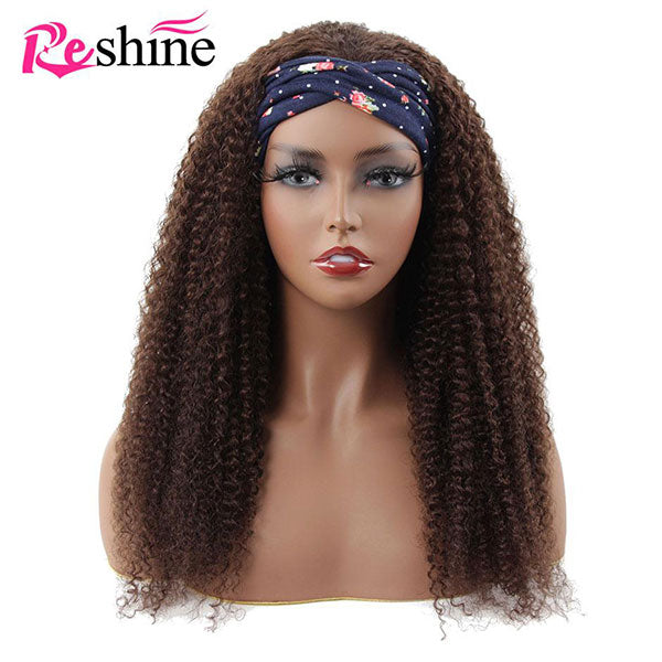 Light Brown Headband Wigs Kinky Curly Hair