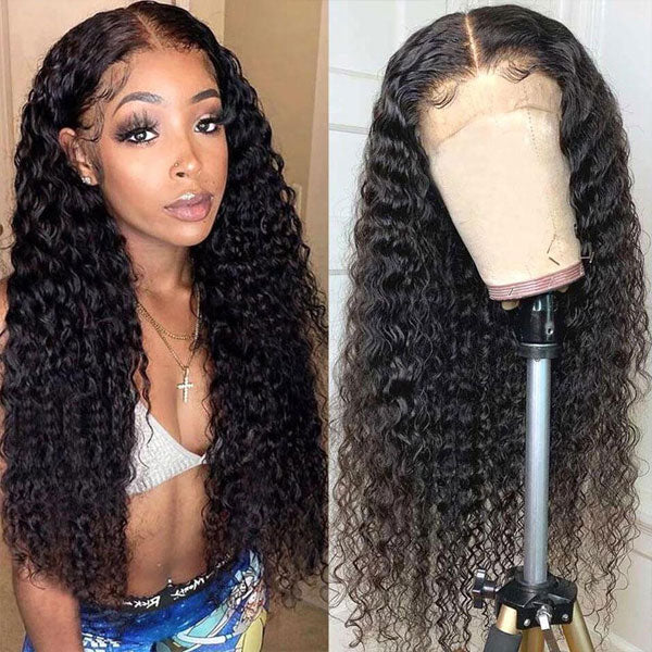 4x4 lace closure wigs deep wave curly human hair