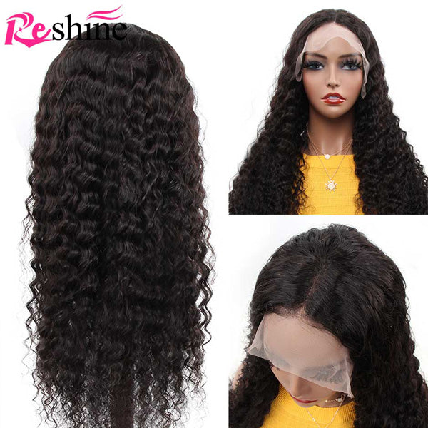 Reshine Hair Deep Wave Human Hair Lace Front Wigs Pre Plucked Deep Curly Brazilian Hair Wigs - reshine