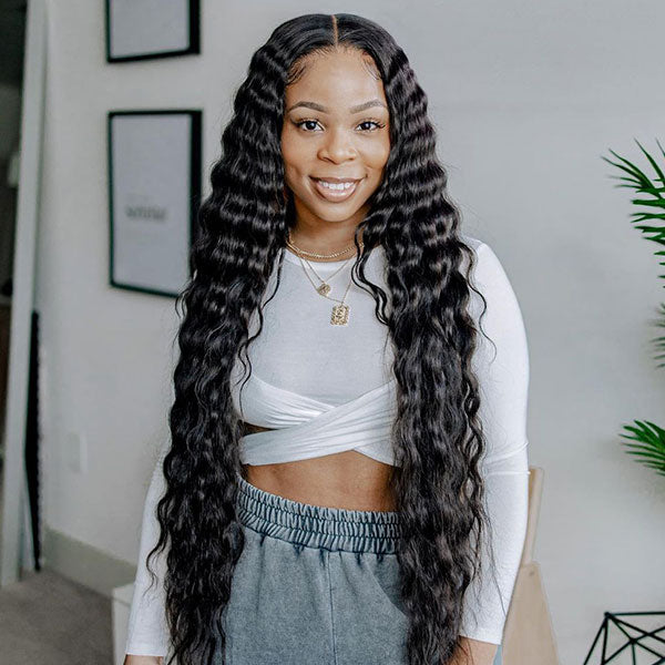 [32inch-40inch] Deep Wave Curly Hair Wigs 32inch-40inch Full Human Hair Wigs For Black Women Long Curly Wigs - reshine
