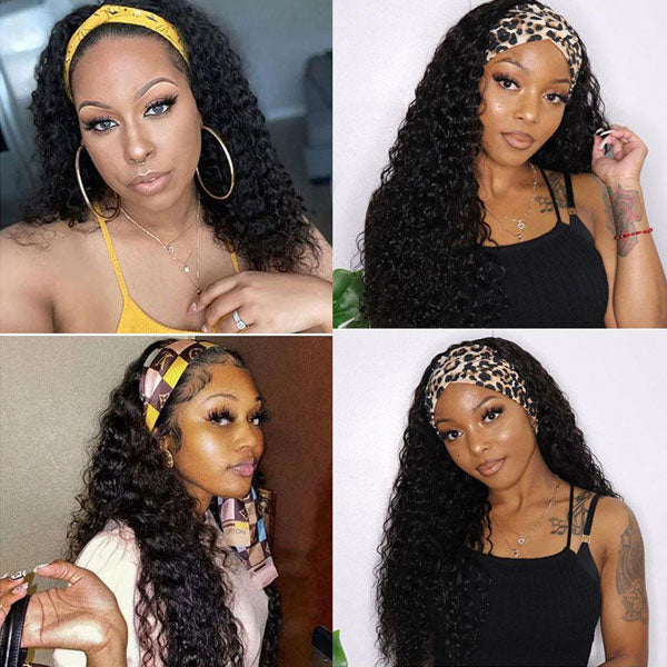 deep wave hair headband half wigs human hair wigs for black women