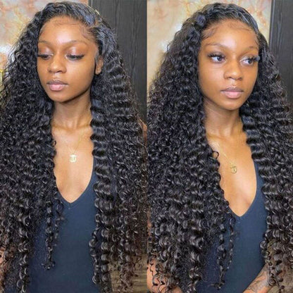 deep wave human hair wigs middle part side part