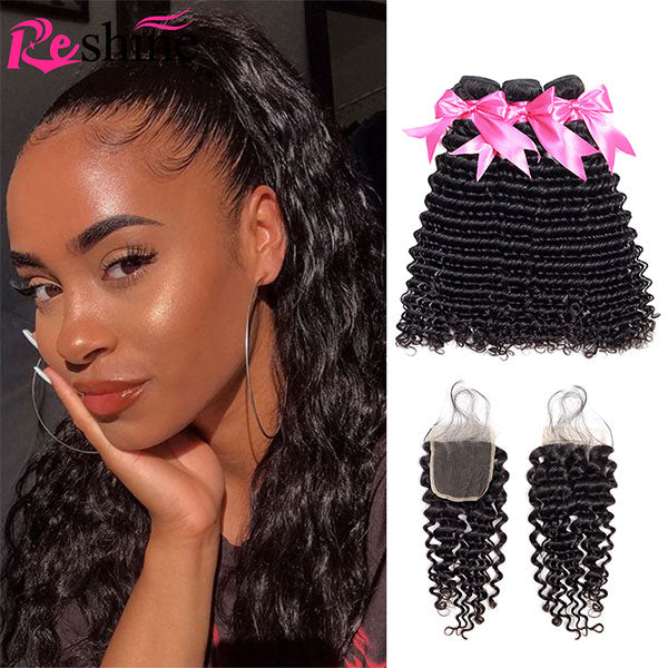 peruvian curly hair 3 bundles with closure