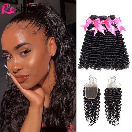 peruvian curly hair 3 bundles with closure