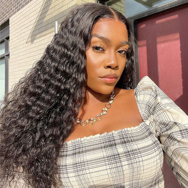 deep curly hair lace closure wigs for sale