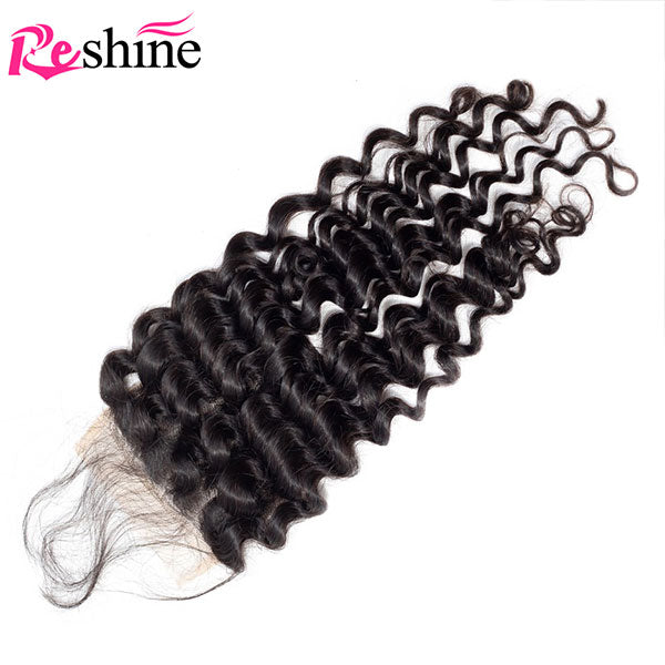 Reshine Hair 4x4 Deep Wave Swiss Lace Closure With Baby Hair Natural Color - reshine