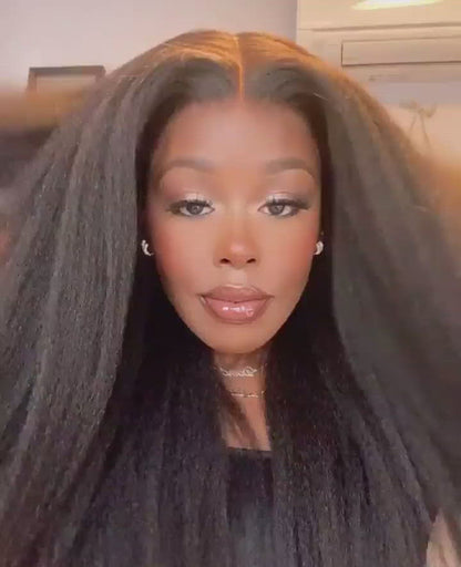 Reshine Hair Kinky Straight Lace Front Human Hair Wig Pre Plucked With Baby Hair Yaki Straight Hair Wigs On Sale