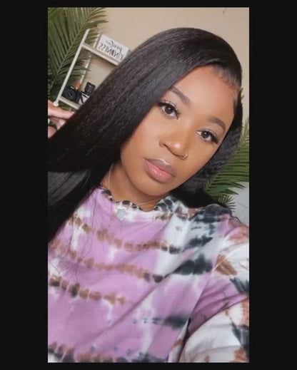 [5x5 HD Lace Wig] Affordable Kinky Straight Lace Closure Wigs Pre Plucked With Baby Hair Yaki Straight Human Hair Wigs