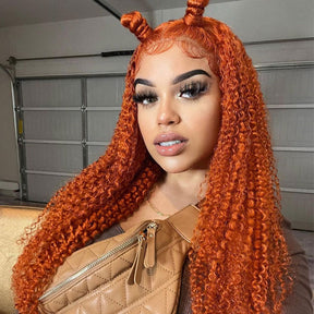 ginger color kinky curly hair wig