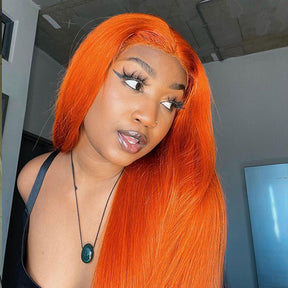 ginger orange straight human hair wigs
