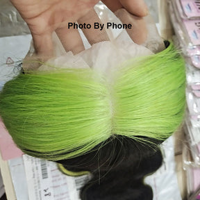 green skunk stripe hair body wave wigs